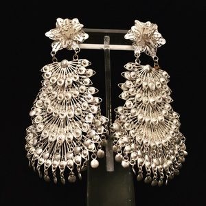 925 sterling silver handmade filigree earrings